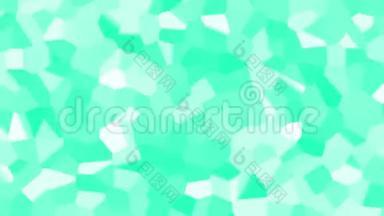 水晶观赏绿色移动形状图案动画背景。 无缝循环三维动画